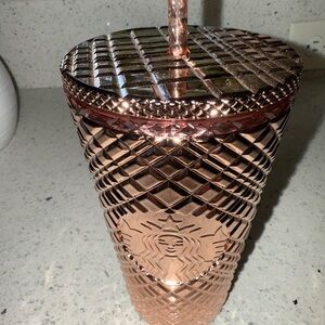 Starbucks Metallic Pink Tumbler with Straw